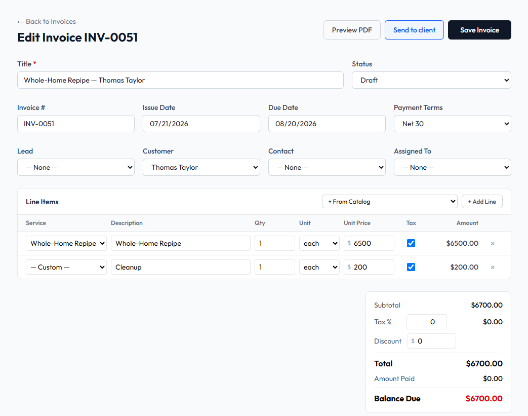 Invoices that track what's owed
