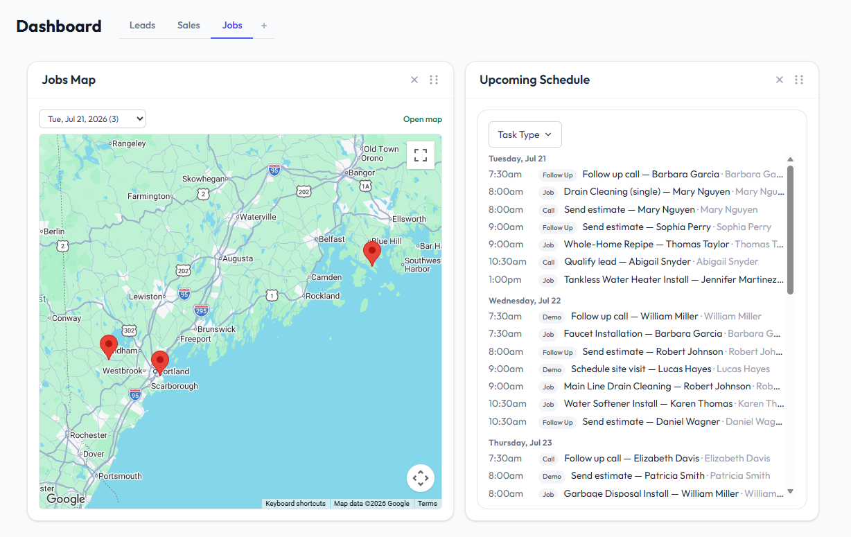 Jobs mapped and scheduled