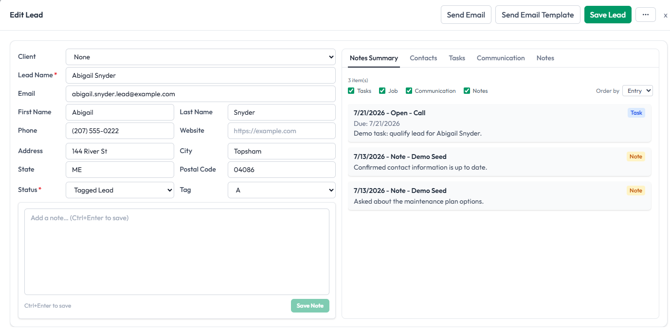 Every lead's details, in one place
