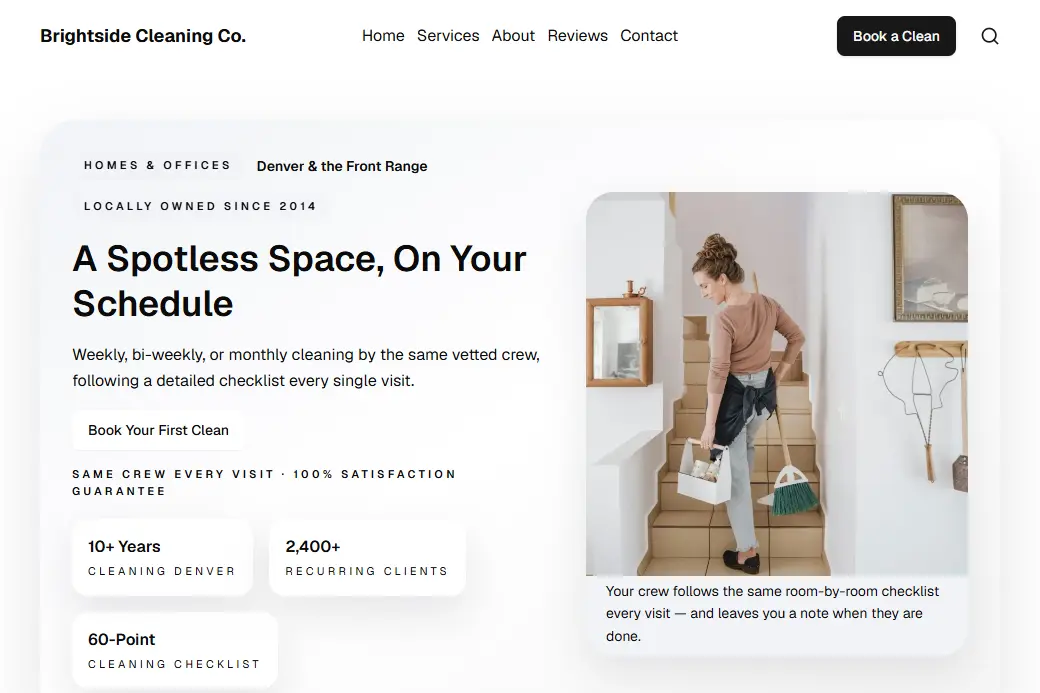 Cleaning demo website