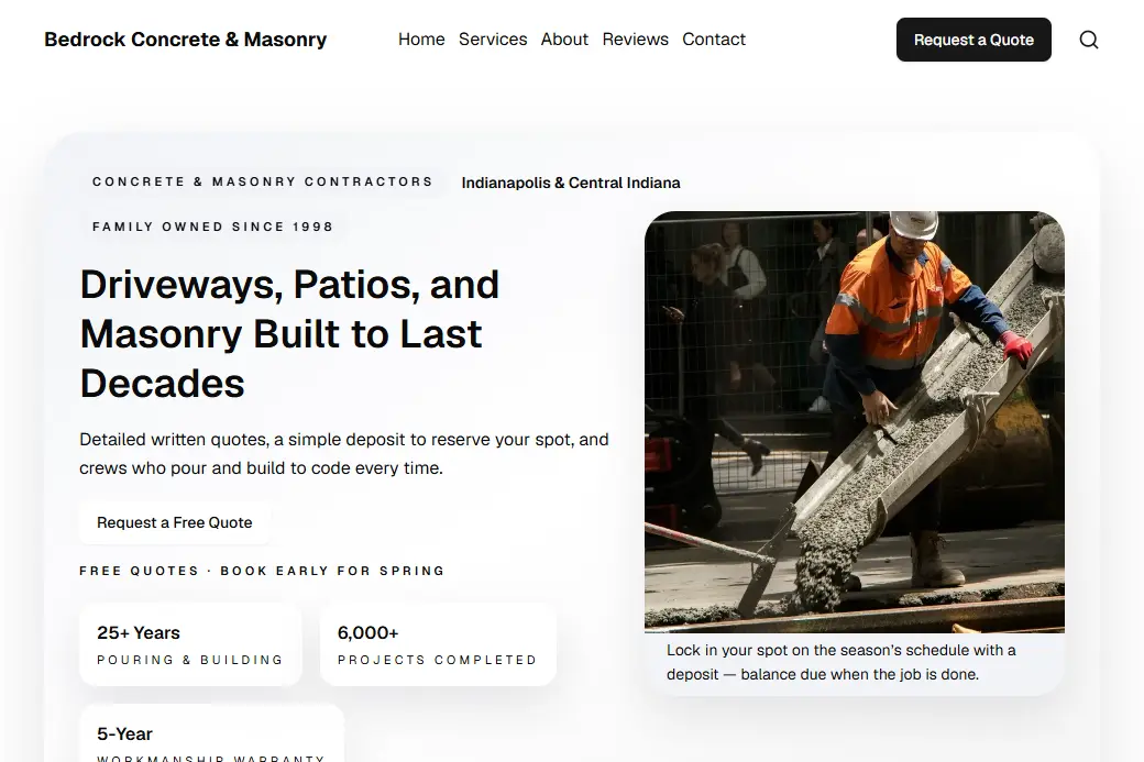 Concrete & Masonry demo website
