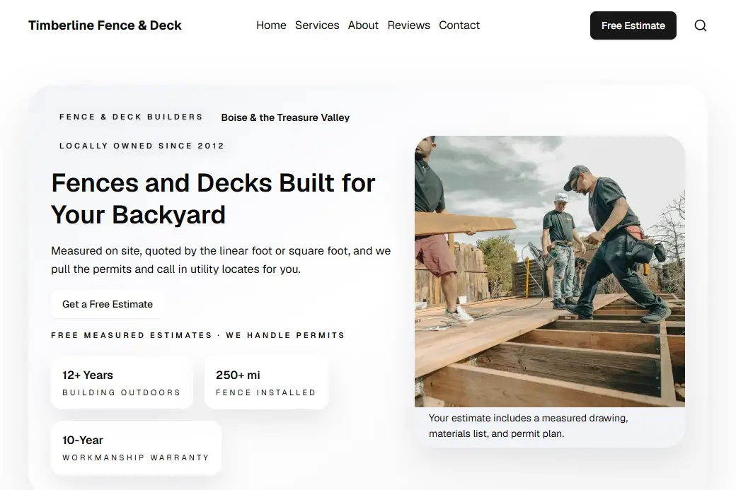 Fencing & Decks demo website