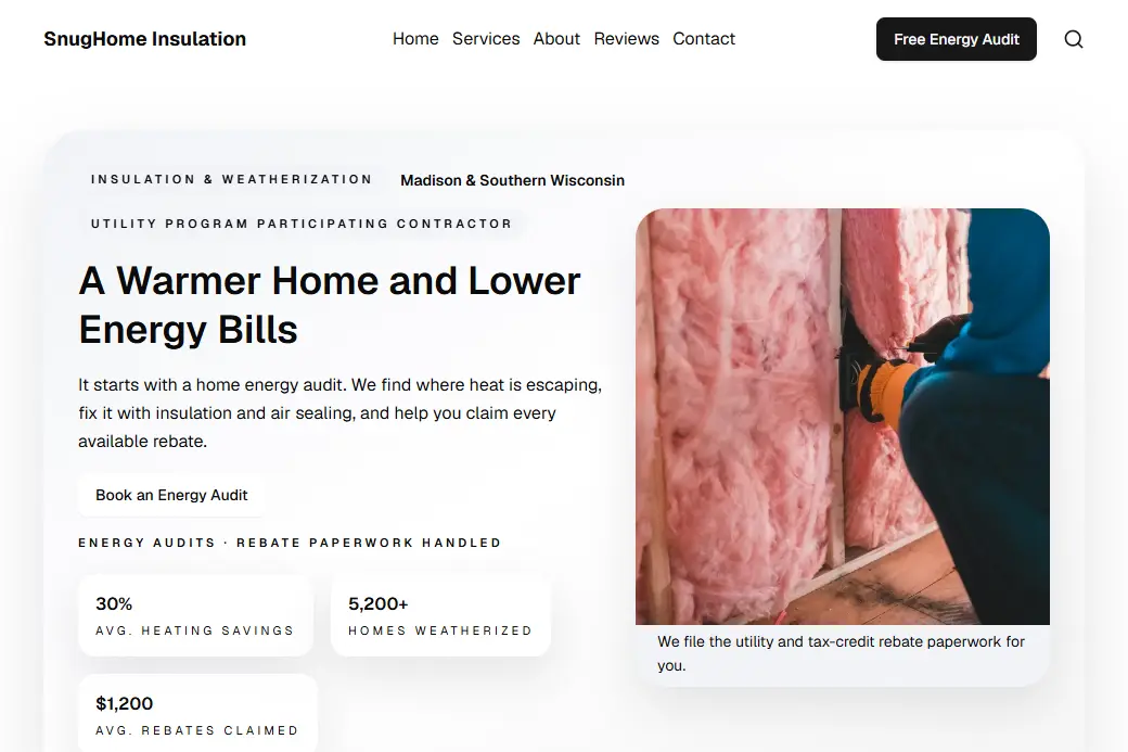 Insulation & Weatherization demo website