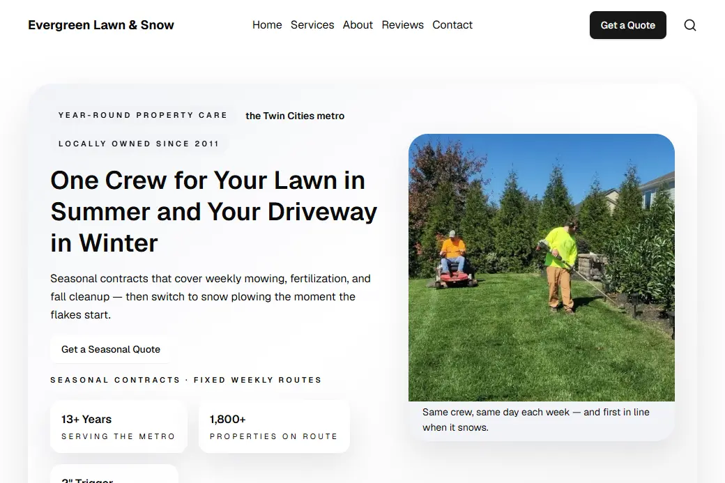 Lawn Care & Snow Removal demo website