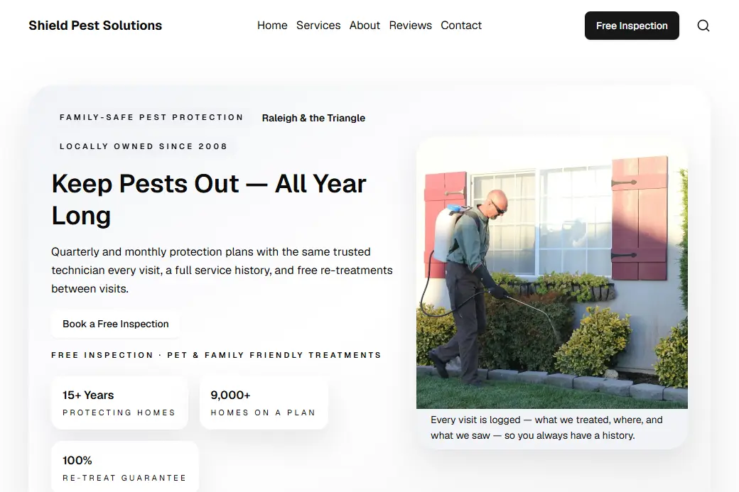 Pest Control demo website
